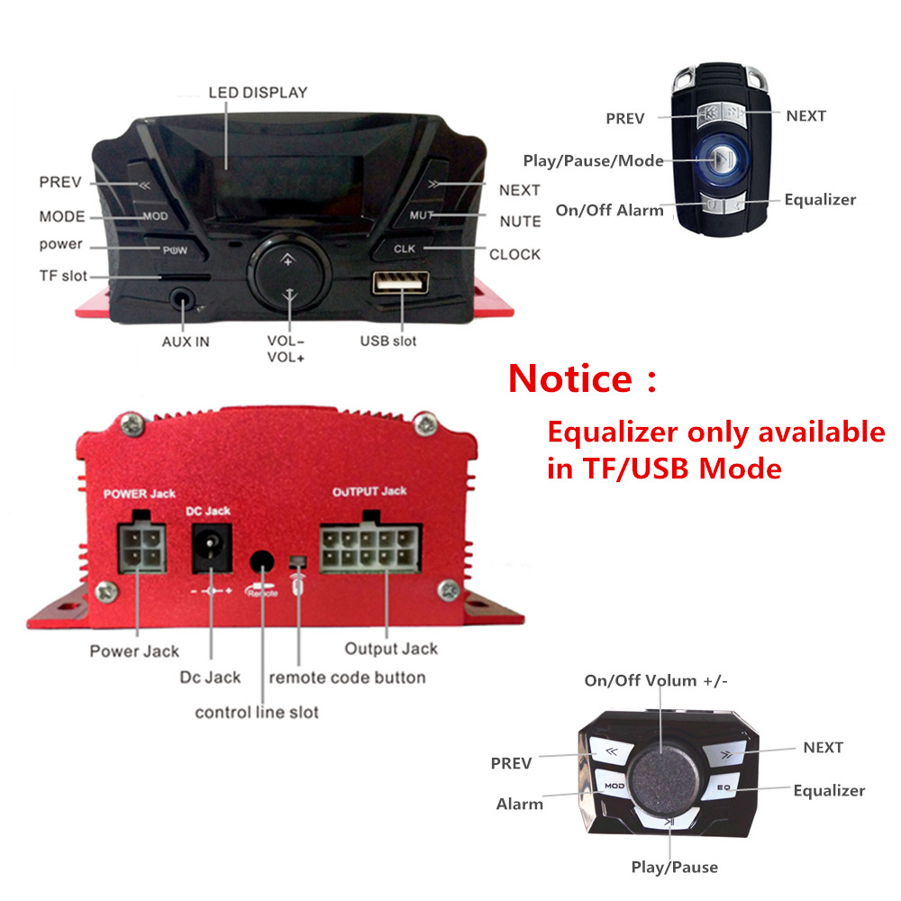 12V 4チャンネル UTV ATV ゴルフカート バイク用 - Audio Music Sound のレビューと価格