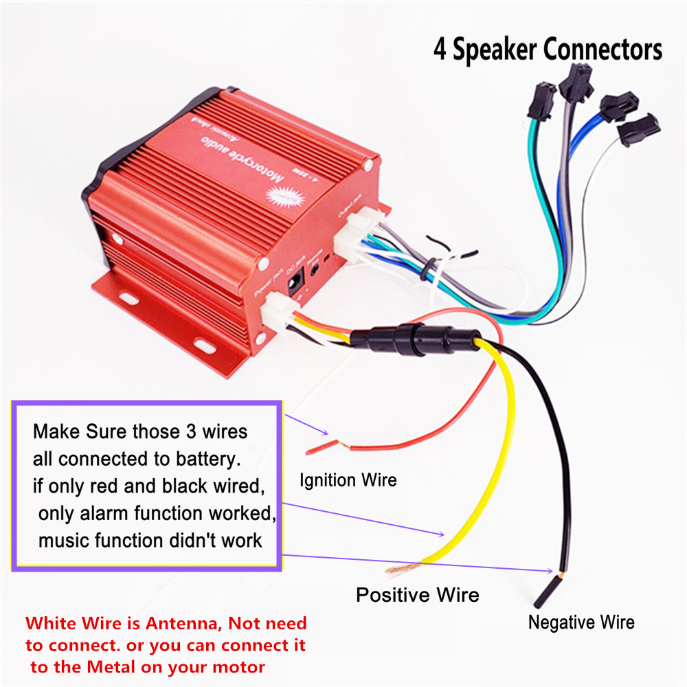 12V 4チャンネル UTV ATV ゴルフカート バイク用 - Audio Music Sound のレビューと価格